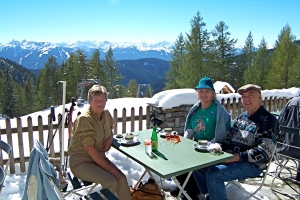 After a 45 minute hike up a trail above a sheer cliff, the van Geets and Boyds had lunch in Austria.